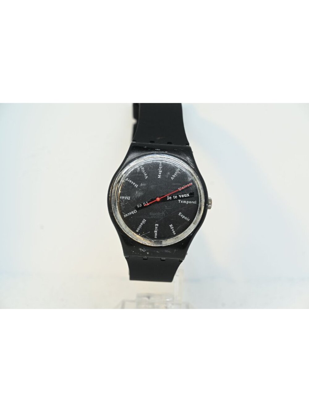 Vintage 1989 Swatch St. Germain GB123 Black Dial French Text Men's Watch 34mm